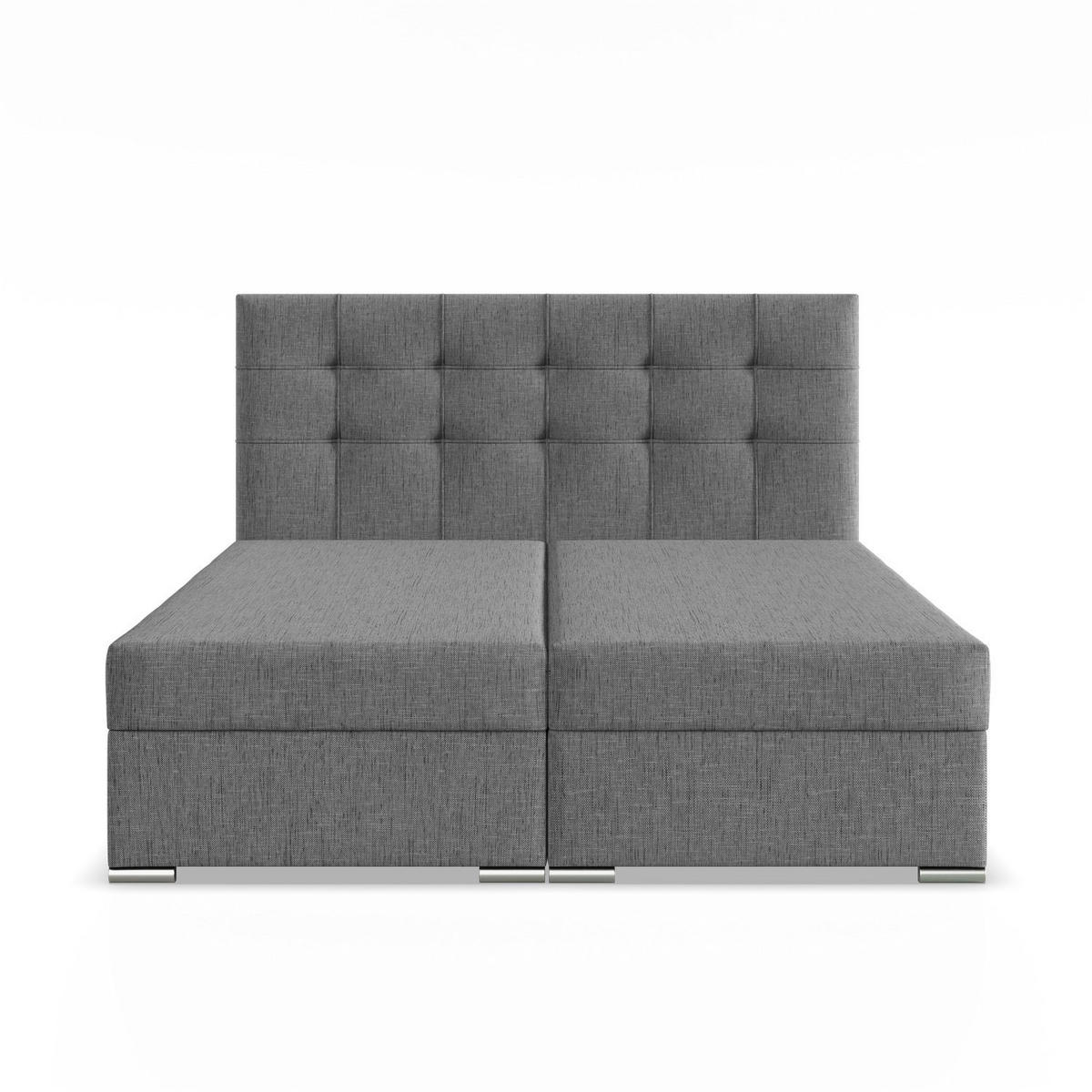 BOXBETT MIT KOPFTEIL 180x200 ELDA, Grau - Dunkelgrau, Textil (180/200cm) - Mebligo