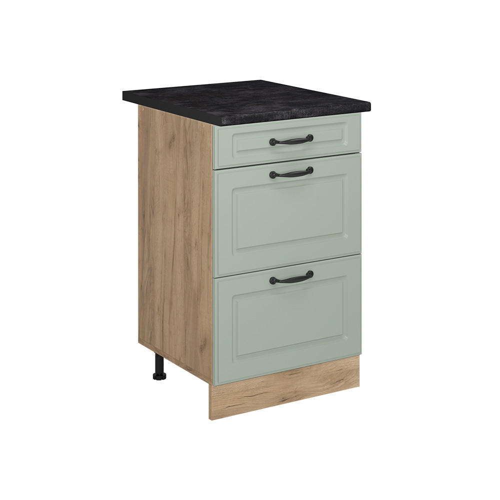 KUCHYNSKÁ SPODNÁ SKRINKA R-Line, Mint vidiecky dom/Dub Goldkraft, 50 cm antrasiitti työtaso - zelená/dub medový, kompozitné drevo (50/81.6/60cm) - Vicco