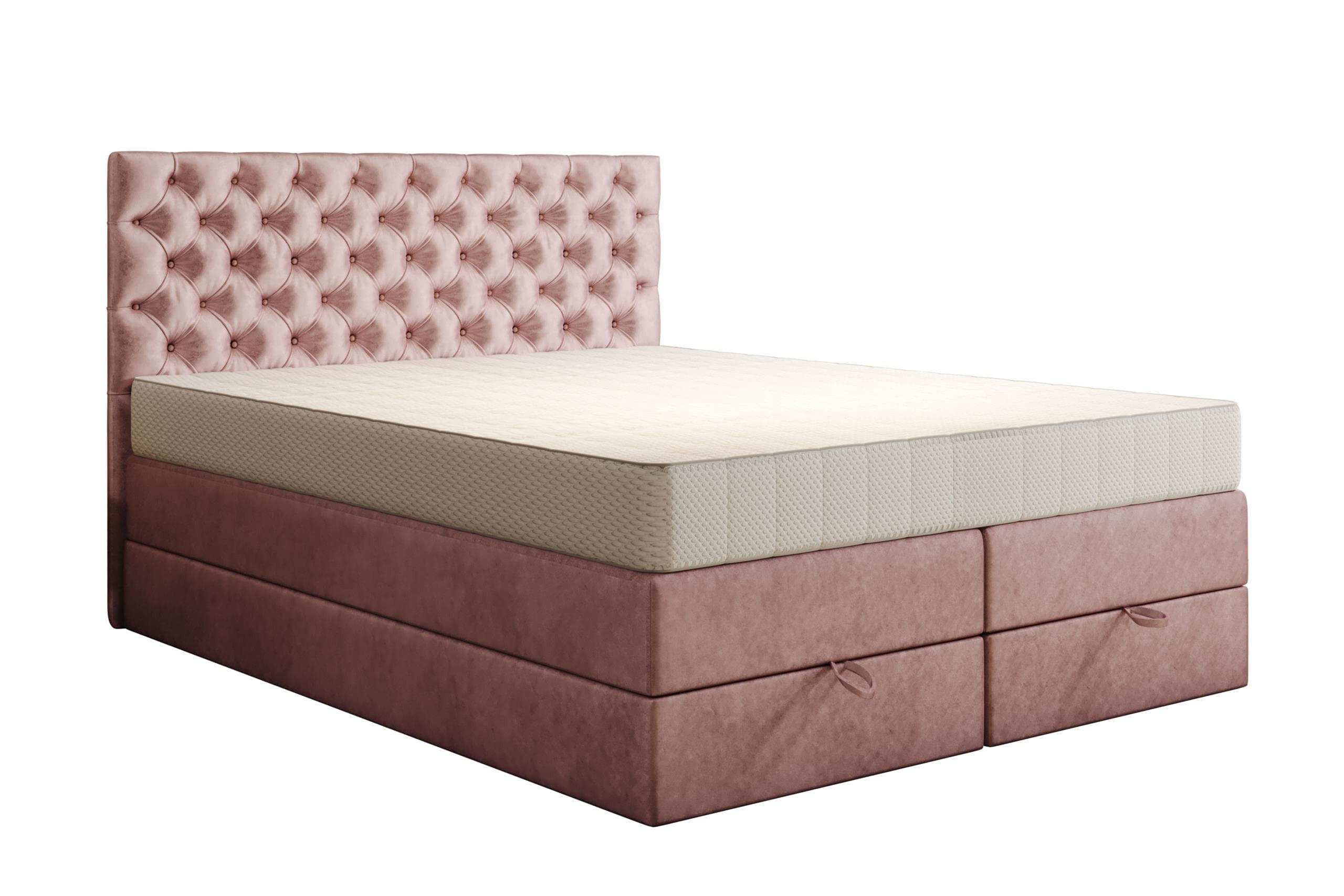 BOXSPRINGBETT 180 x 200 cm LUWR mit H3 Bonell, Bettkasten, Taschenmatratze, Chesterfield Kopfteil, Rosa - Rosa, Holz/Kunststoff (180/200cm) - Trada