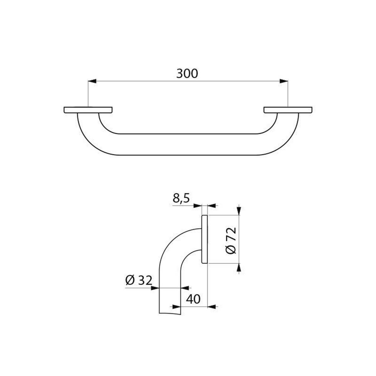 HALTEGRIFF Edelstahl Ø32 L300 mm UltraSatin - Chromfarben, Metall (7/7/37cm) - Delabie