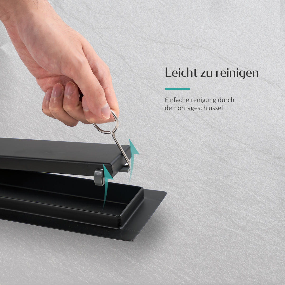 DUSCHRINNE Edelstahl Schwarz 80 / 11 cm - Schwarz, Metall (11/9/80cm) - EMKE