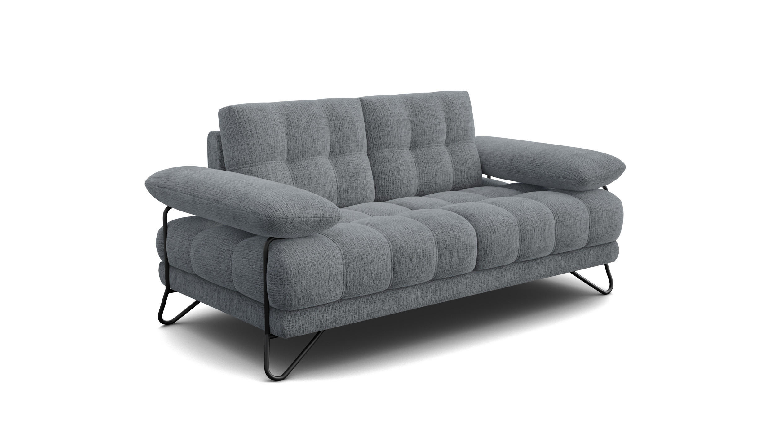 SOFA BUBBARA 2-Sitzer, dunkelgrau - Dunkelgrau/Schwarz, Holz/Textil (185/87/96cm) - Courtois Laville
