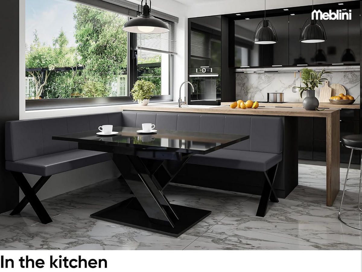 ECKBANK PETER_X - Grau, Leder (142/196cm) - Meblini