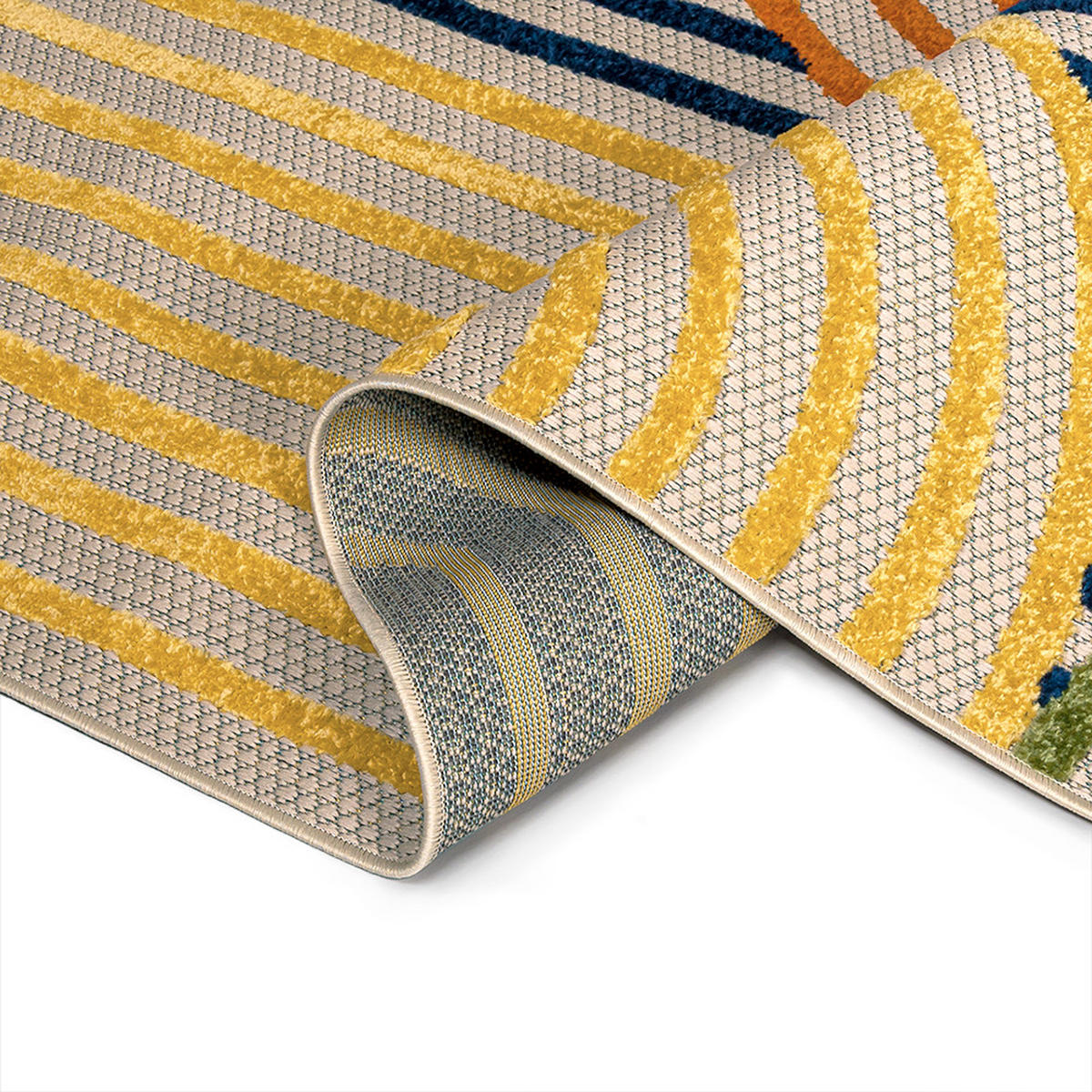 TEPPICH In-& Outdoor Fano Primula Mazovia 200x300cm Rot Gelb Abstrakt Kurzflor - Gelb, Textil (200/300cm) - Mazovia