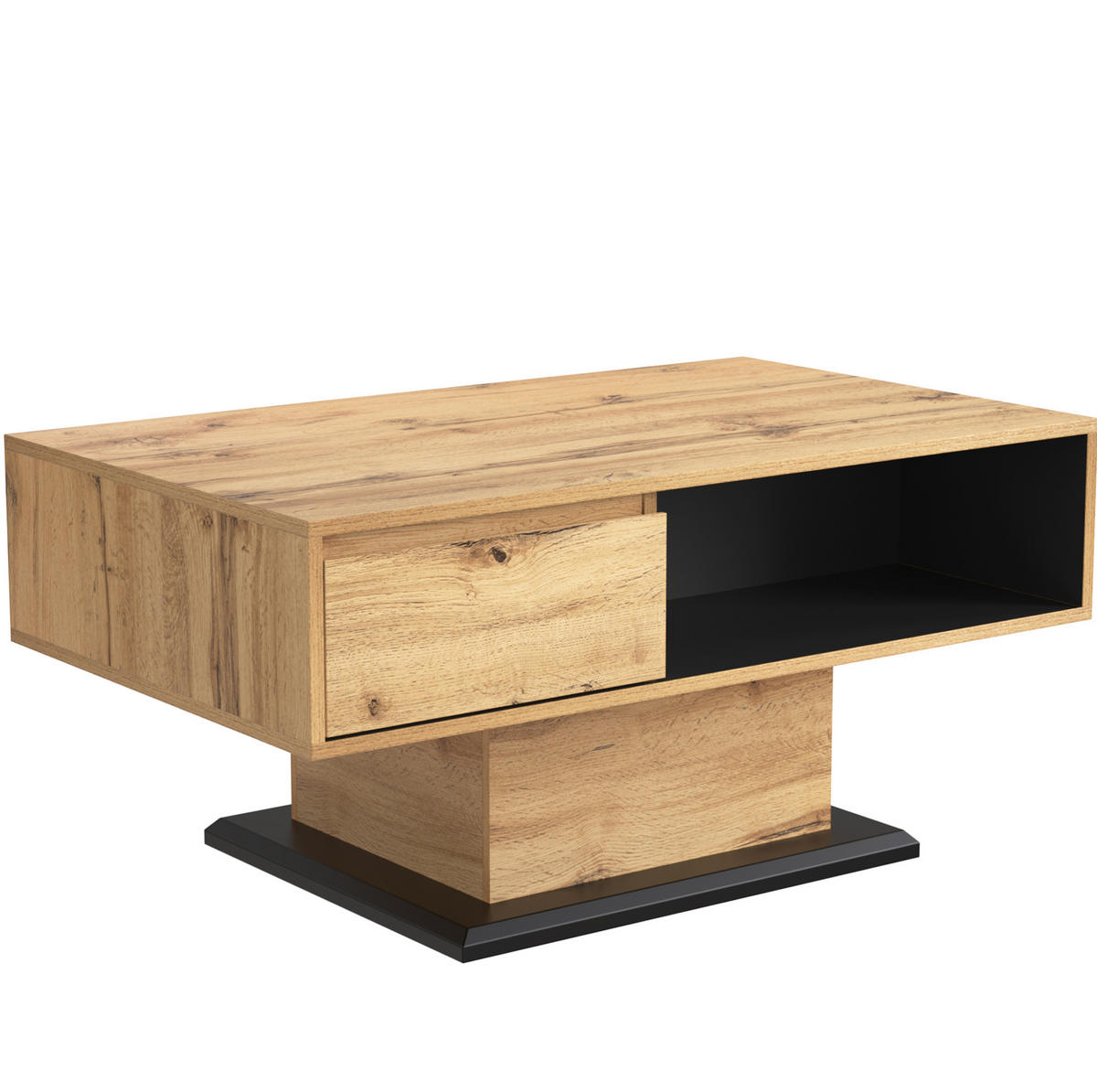 COUCHTISCH aus Spanplatte 100x47x60 cm in Natur mit doppelseitigem Stauraum - Naturfarben, Holzwerkstoff (100/47/60cm) - Modfu