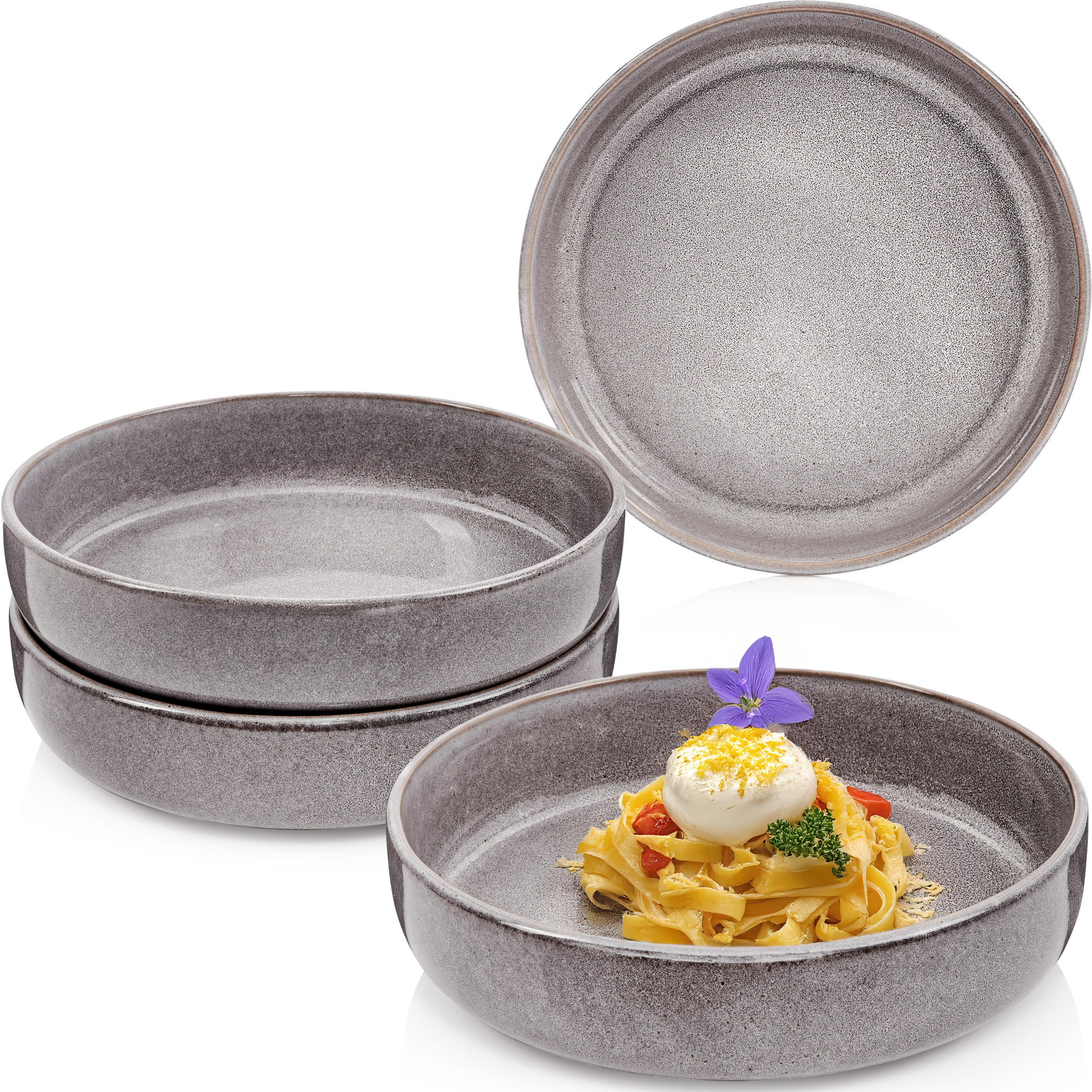 PASTASCHALEN SET KAIRO MONDGRAU - 4 teilig aus Steingut - Dunkelgrau, Keramik (20.5cm) - Sänger