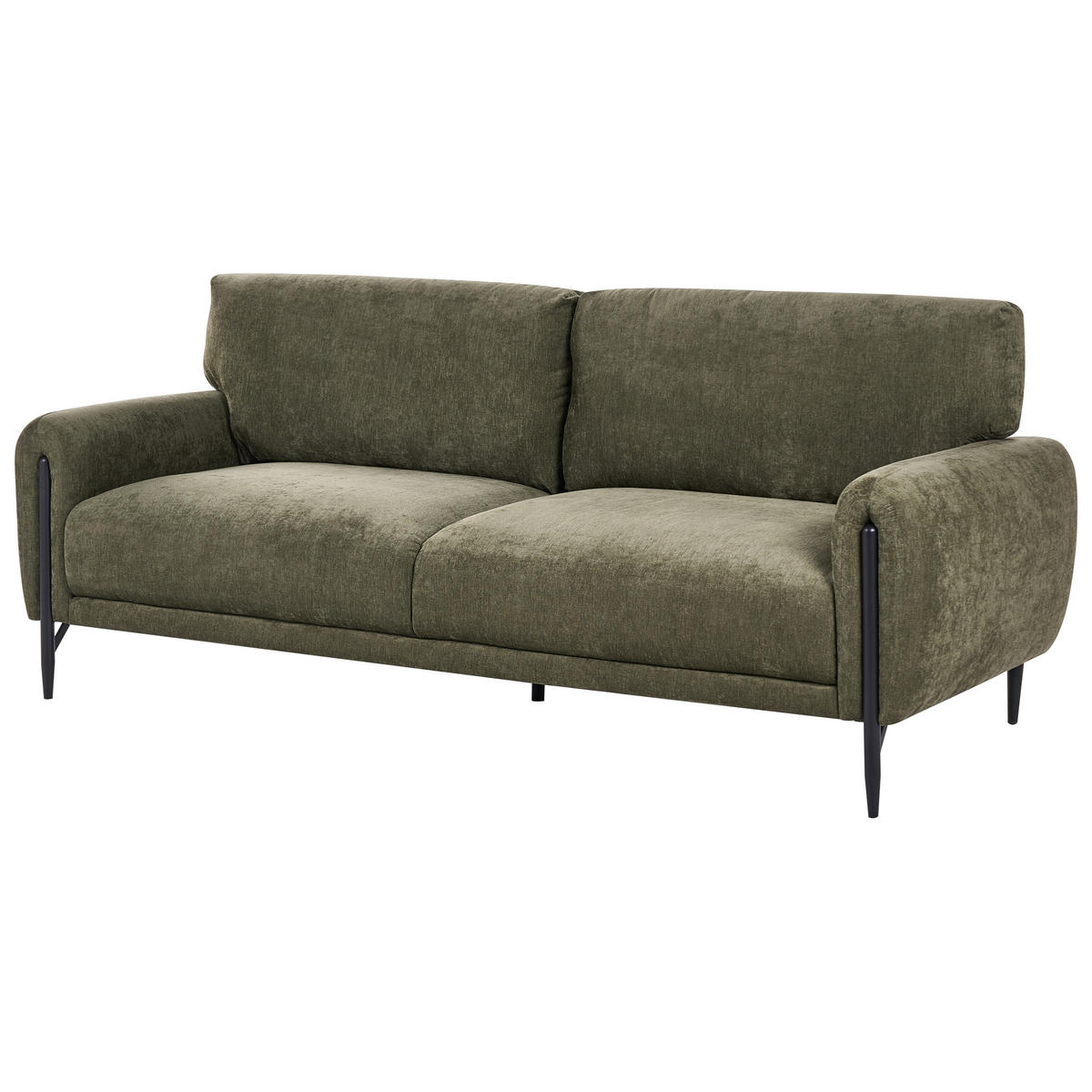 3-SITZER-SOFA Chenillegewebe Grün Skaro - Schwarz/Grün, Textil (214/87/89cm) - Beliani