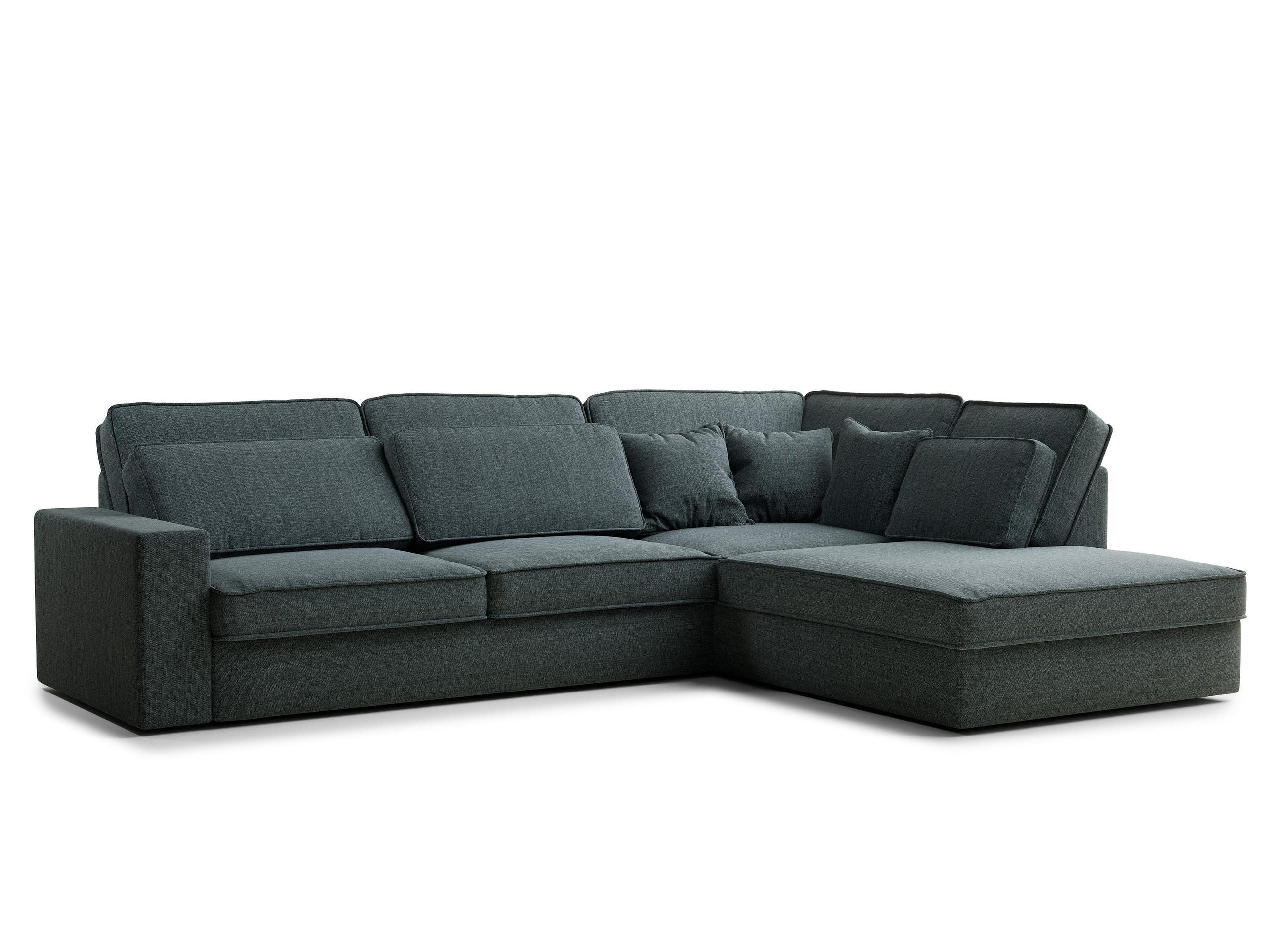 ECKSOFA Kirou Blau Webstoff - Rechts Seite - Blau/Schwarz, Holz/Holzwerkstoff (225/311cm) - Maison de Reve