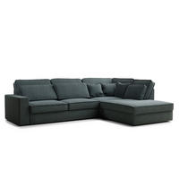 ECKSOFA Kirou Blau Webstoff - Rechts Seite - Blau/Schwarz, Holz/Holzwerkstoff (225/311cm) - Maison de Reve