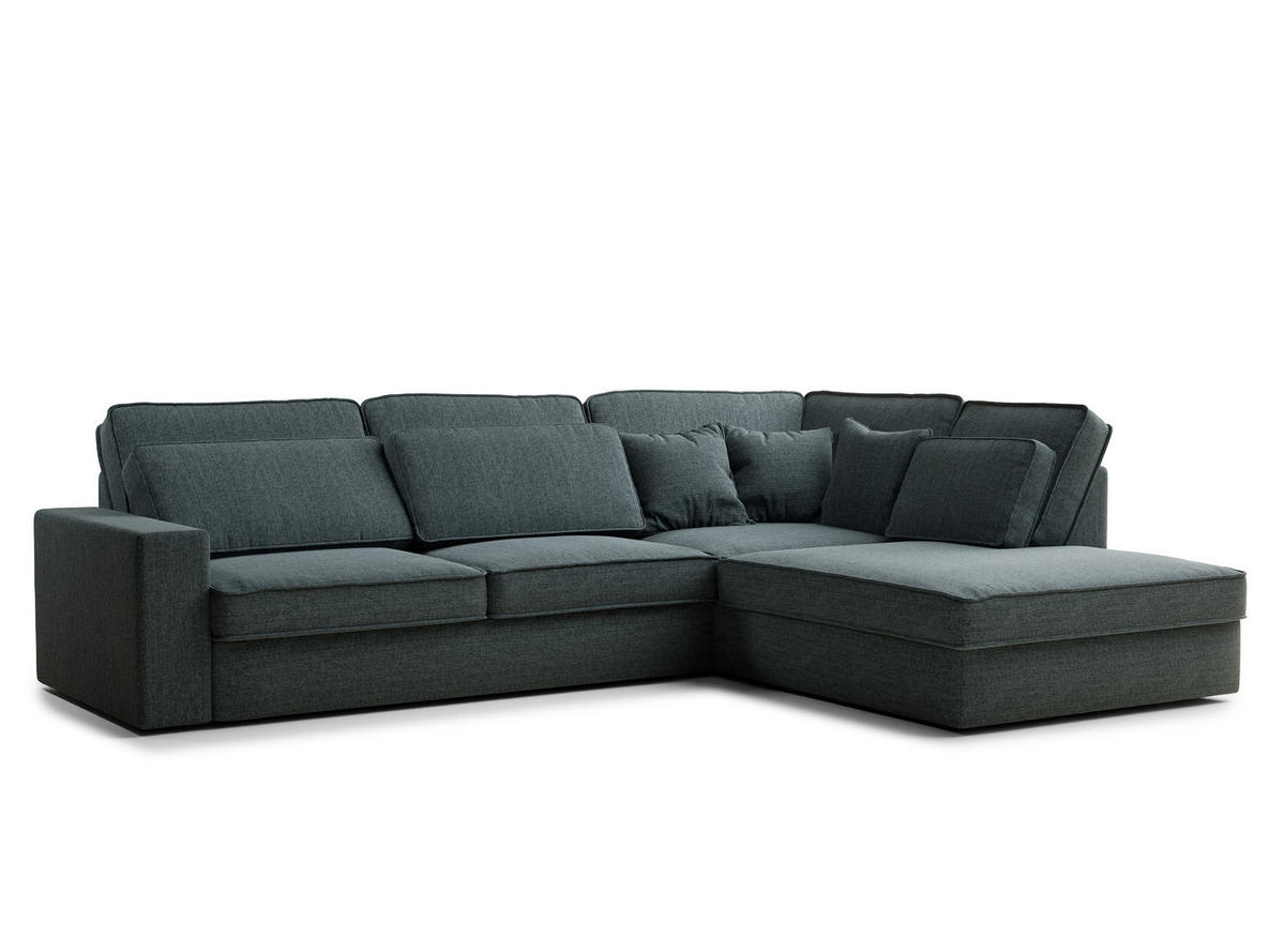 ECKSOFA Kirou Blau Webstoff - Rechts Seite - Blau/Schwarz, Holz/Holzwerkstoff (225/311cm) - Maison de Reve