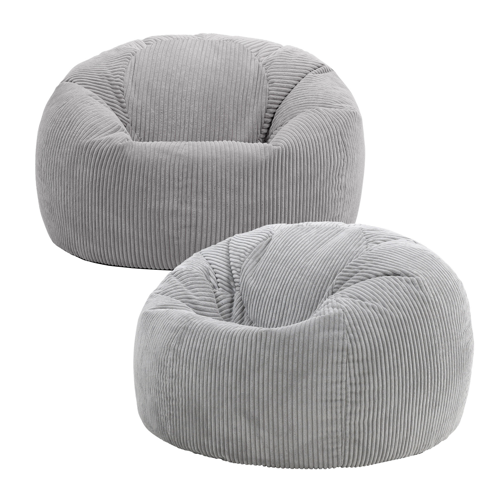 SITZSACK Klassisch Sessel aus Cord 2-tlg. - Grau, Textil (85/50/85cm) - icon