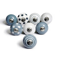 KERAMIKKNÖPFEN Set mit 8 in Weiß und Grau 40 mm Durchmesser. - Hellblau, Keramik (4/4/6.9cm) - Nacnic