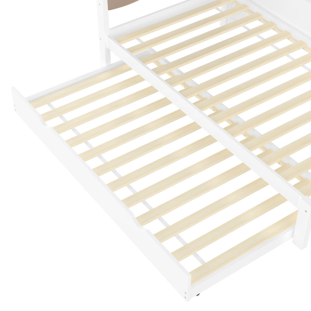 POLSTERBETT 90/200 cm Weiß aus Kiefernholz mit Ausziehbett - Weiß, Holz (90/200cm) - OKMYHOME