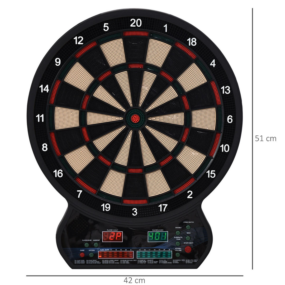 DARTSCHEIBE DE-18832 27 Spiele, 202 Variationen Schwarz - Schwarz, Kunststoff (3/51/42cm) - ComfortXL