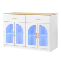 KÜCHENINSEL DE-41097 135/55/91 cm mit LED-Beleuchtung Weiß - Weiß, Holzwerkstoff (135/91/55cm) - ComfortXL
