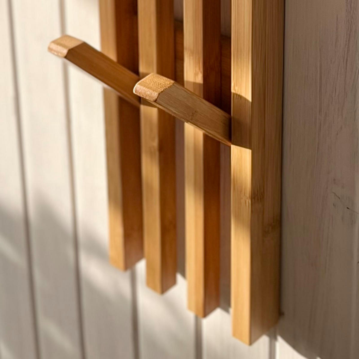 WANDGARDEROBE Bambus Naturfarben 6 Haken 60x14x3,5 cm - Naturfarben, Holz (14/60/3.5cm) - Begryf