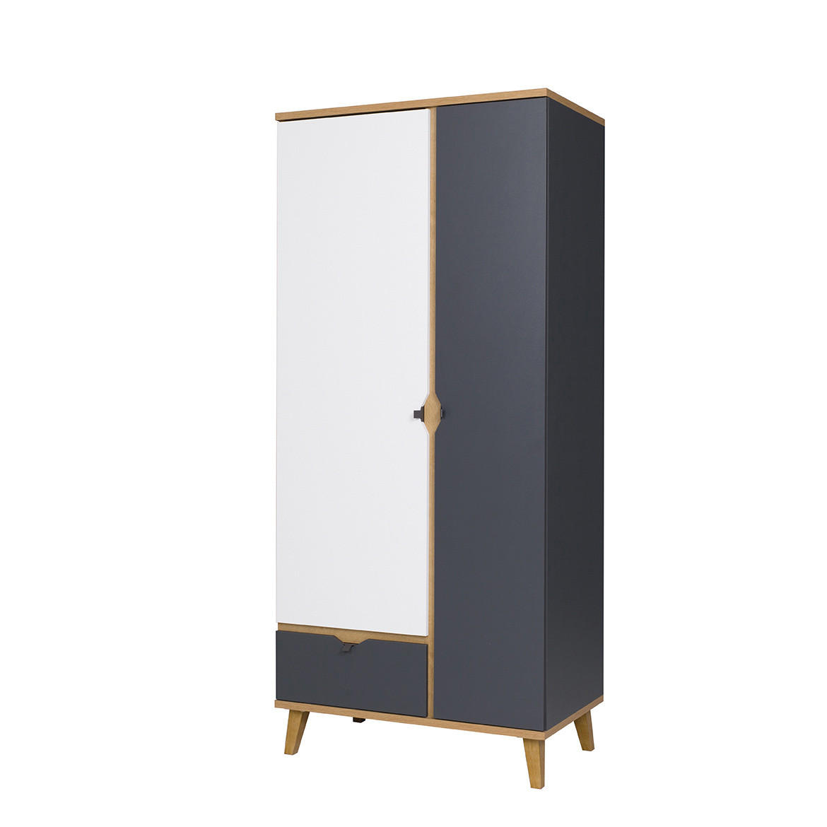 KLEIDERSCHRANK Aster 90x200 mit Schublade - Eichefarben/Graphitfarben, Holzwerkstoff/Kunststoff (90/200/52cm) - Ravio