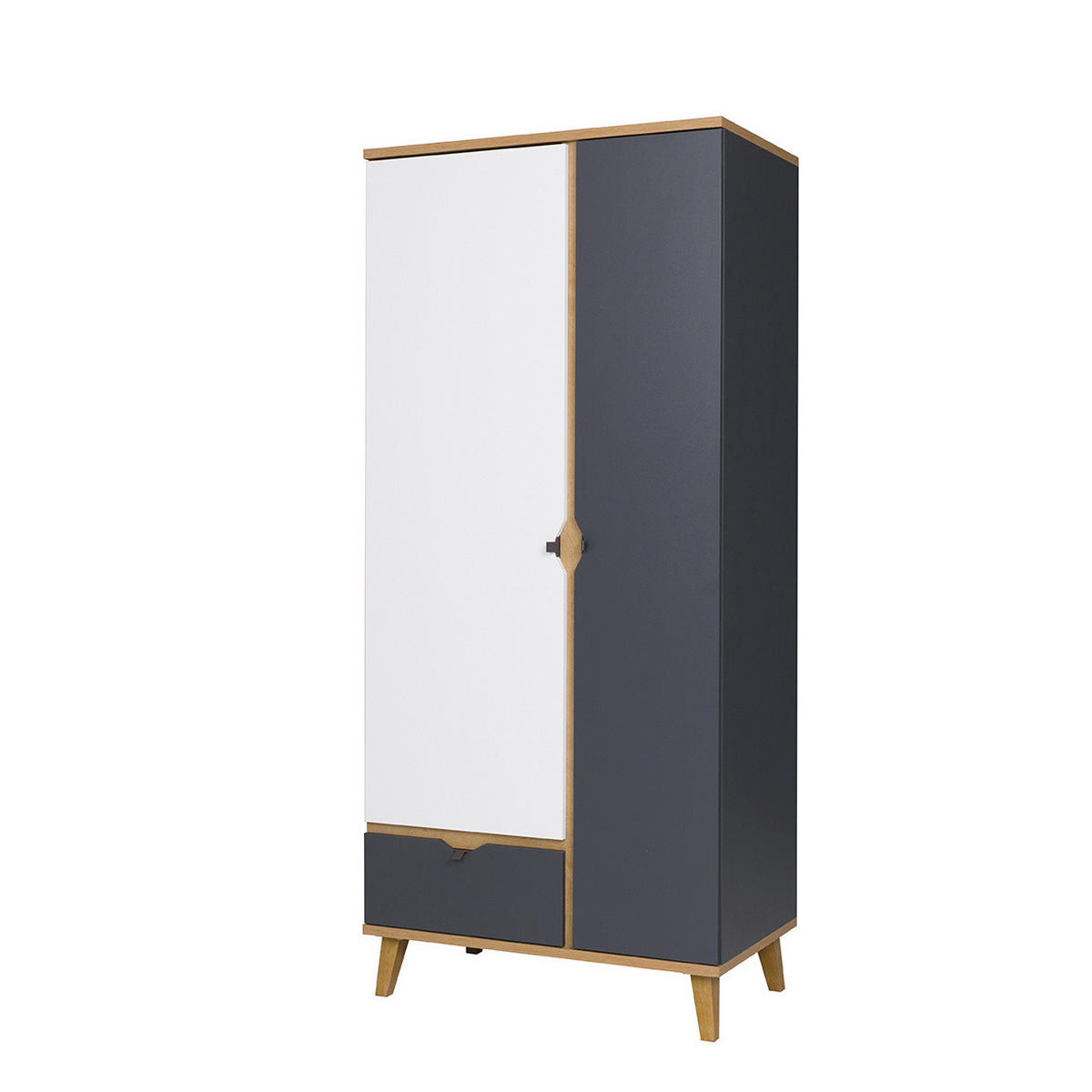 KLEIDERSCHRANK Aster 90x200 mit Schublade - Eichefarben/Graphitfarben, Holzwerkstoff/Kunststoff (90/200/52cm) - Ravio