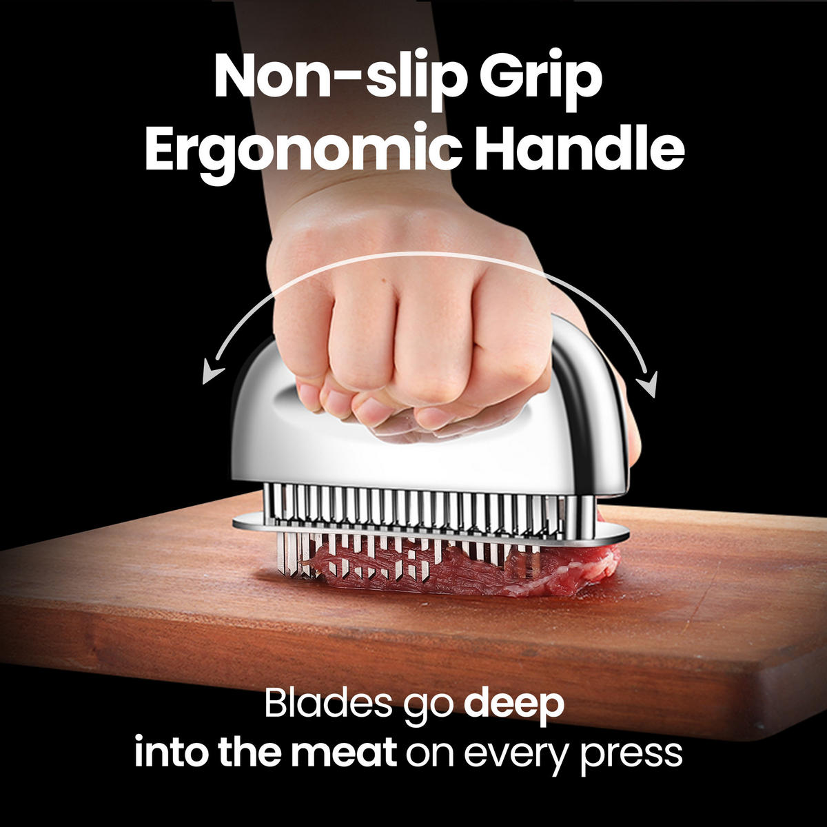 FLEISCHZARTMACHER Pro,Fleischzartmacher Meat Tenderizer Pro, Edelstahl, mit scharfen Nadelklingen - Edelstahlfarben, Metall (4.5cm) - Gourmet Easy