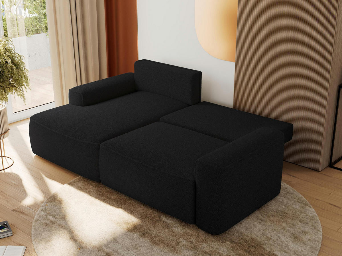 ECKSOFA BELLUNO L Schwarz Boucle - Links - Schwarz, Textil (144/233cm) - MKS