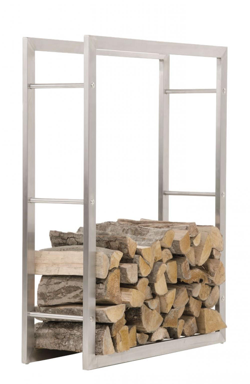 KAMINHOLZREGAL 80/25/100 cm Metall edelstahl - Edelstahlfarben, Metall (80/100/25cm) - CLP