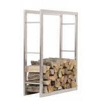 KAMINHOLZREGAL 80/25/100 cm Metall edelstahl - Edelstahlfarben, Metall (80/100/25cm) - CLP