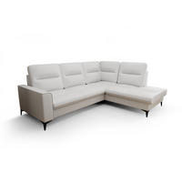 ECKSOFA KONGO RBN14, Eckcouch in L-Form mit Schlaffunktion, Farbe: Weiß, Kunstleder, Ottomane Rechts - Weiß, Textil (260/200cm) - O-Sofa