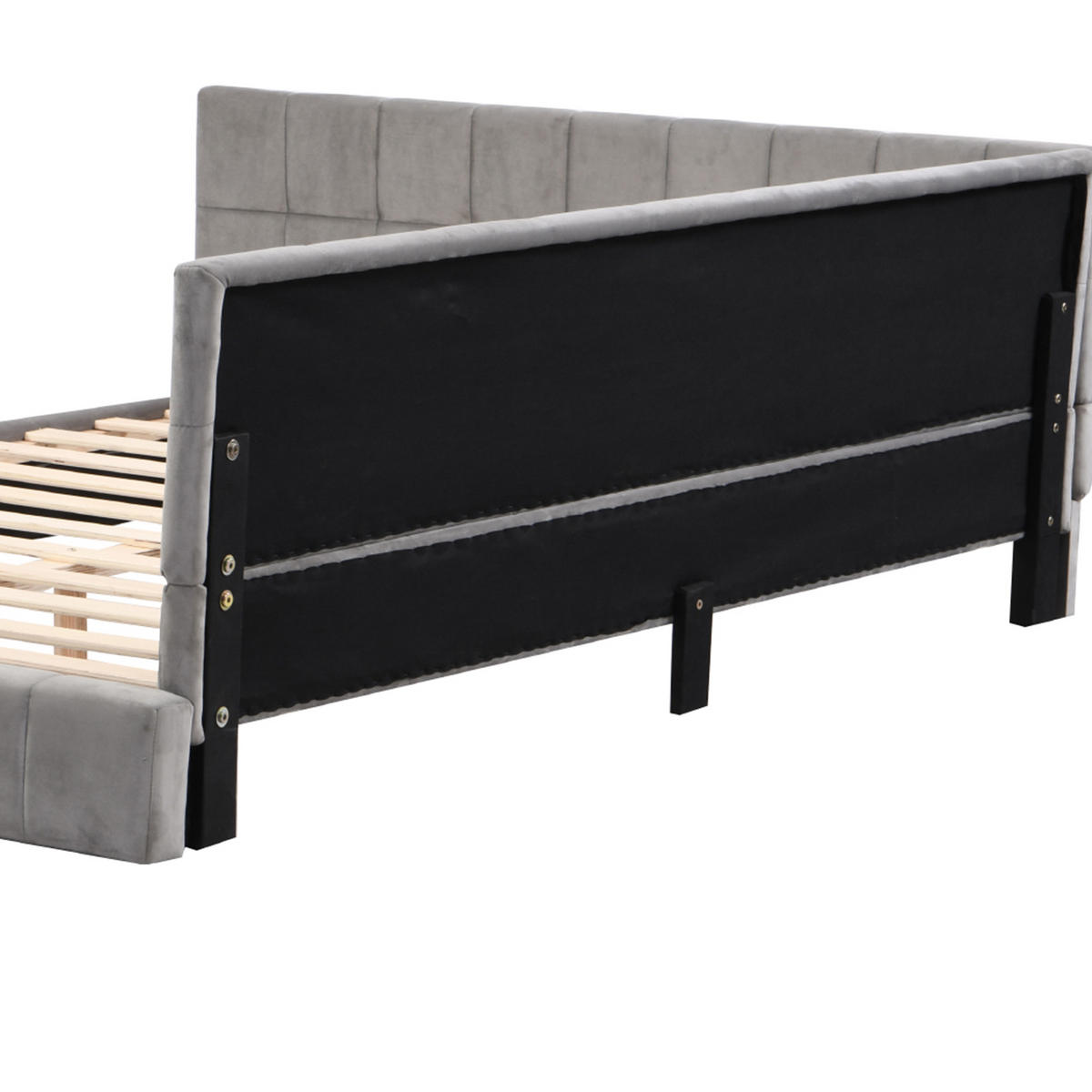TAGESBETT mit Lattenrost 160x200 cm Stoff Grau - Grau, Metall (160/200cm) - Meubliv