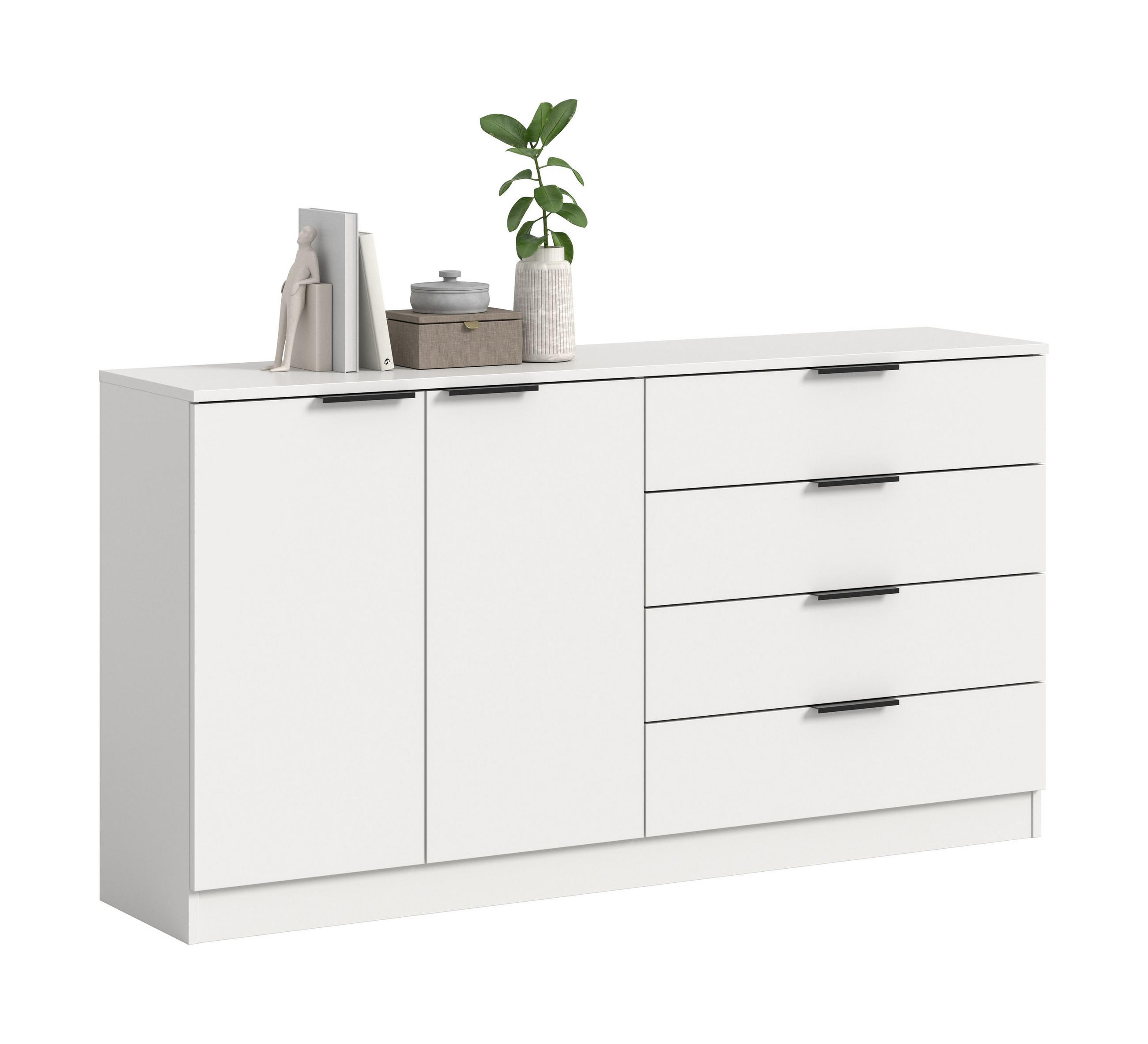 KOMMODE KOPENHAGEN (B/H/T: ca. 148/80/35 cm) in weiß/weiß - Weiß, Holzwerkstoff (148/80/35cm)