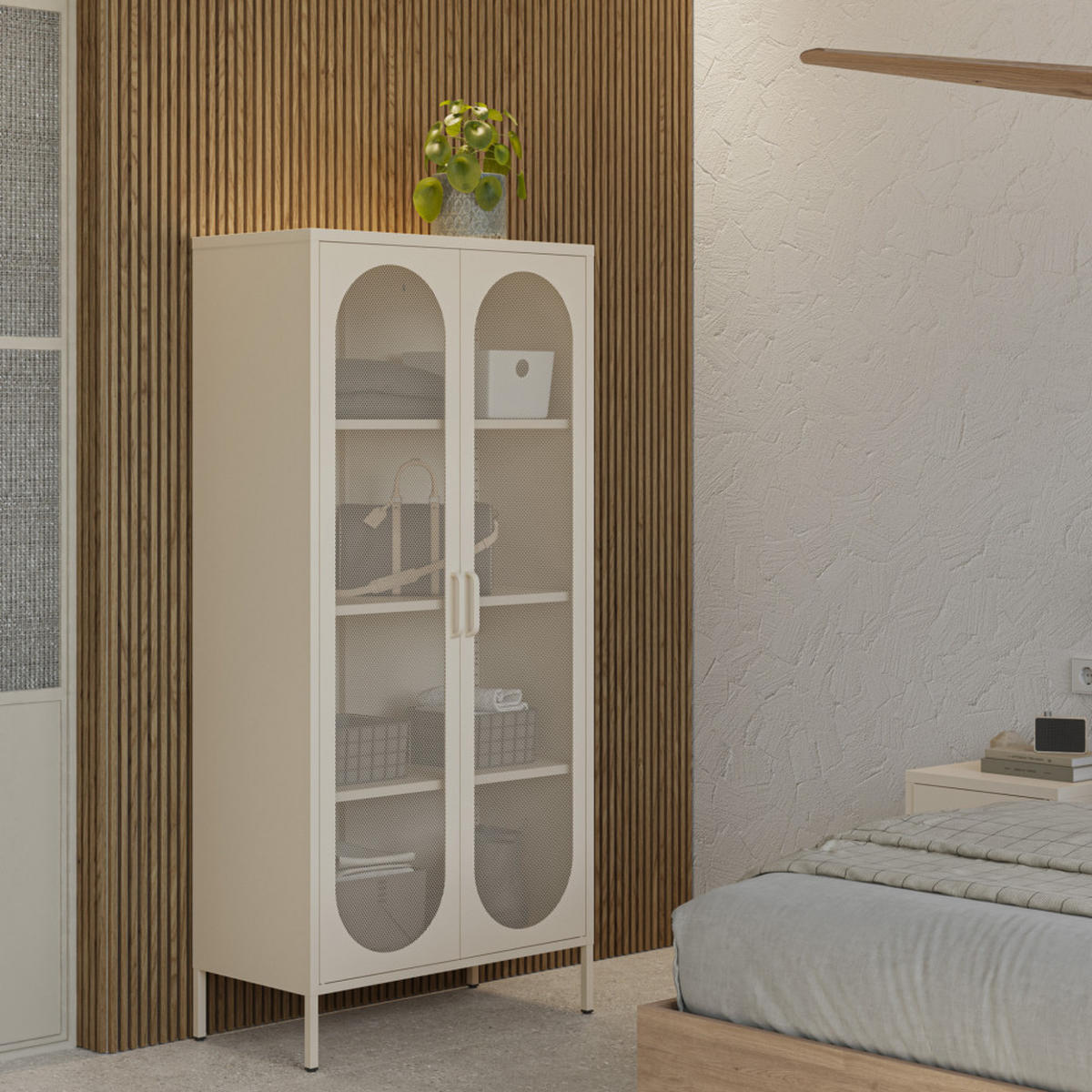 METALLVITRINE mit 2 Türen, Höhe 170 cm - Zio - Beige - Beige, Metall (80/170/40cm) - Drawer