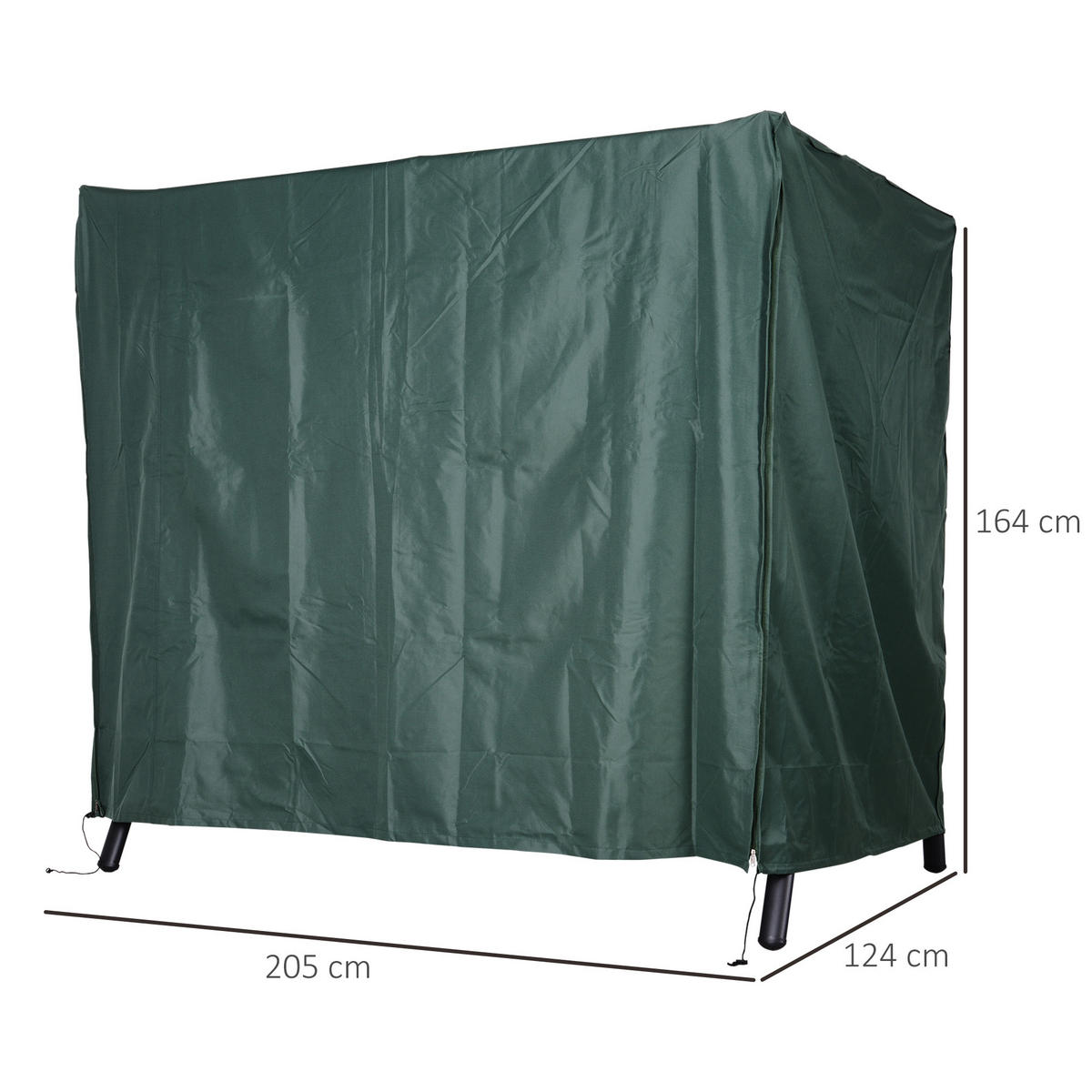ABDECKUNG Hollywoodschaukel, Dunkelgrün - Dunkelgrün, Kunststoff (124/164/205cm) - Outsunny