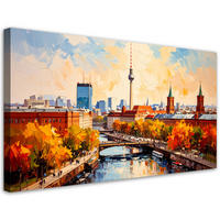 LEINWANDBILD Panorama von Berlin Stadt 120x60cm - Multicolor, Textil (120/60cm) - Feeby