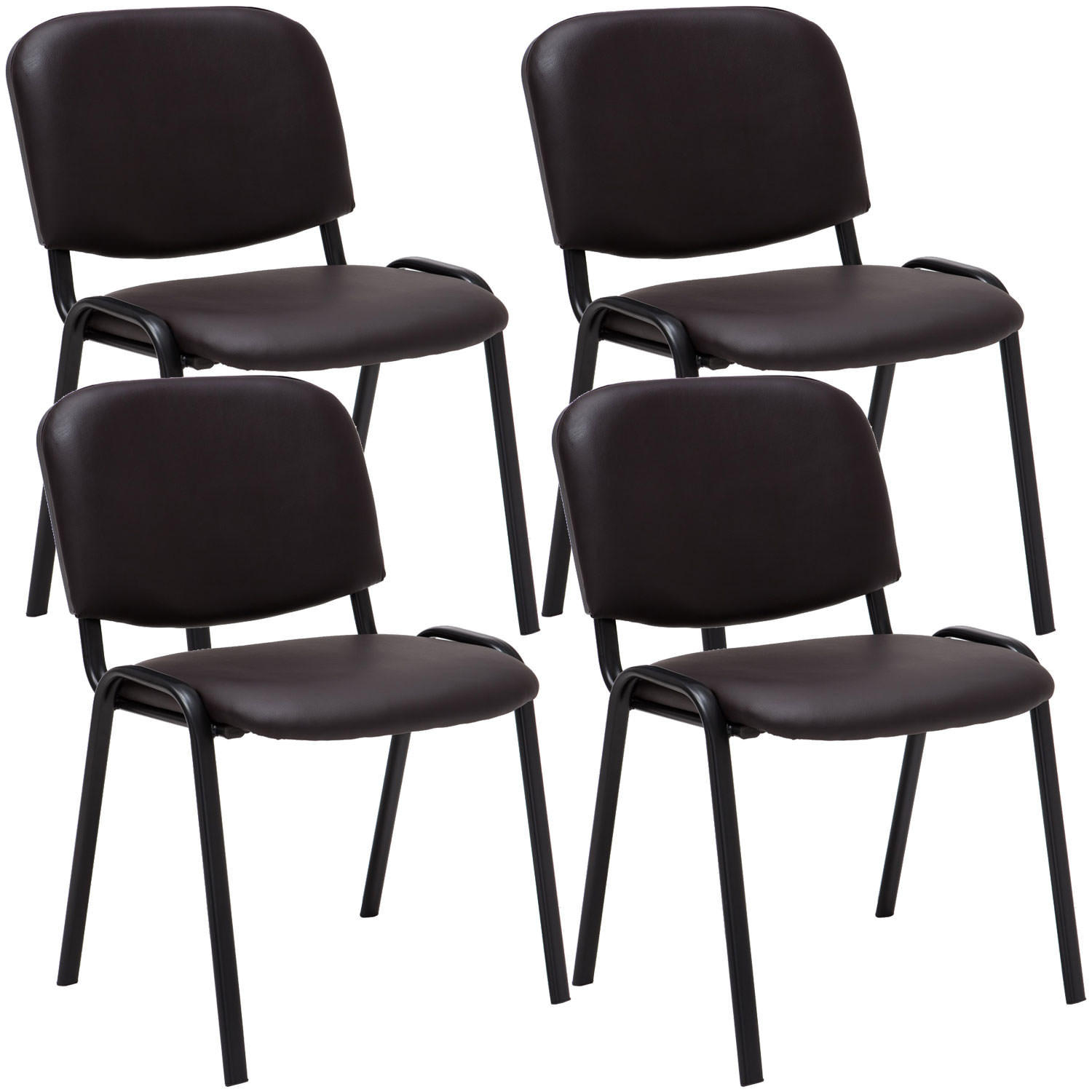BESUCHERSTUHL Keen, 4er Set Kunstleder mit Gestell Schwarz / Bezug Braun - Schwarz/Braun, Textil/Metall (54/79/48cm) - TPFLiving