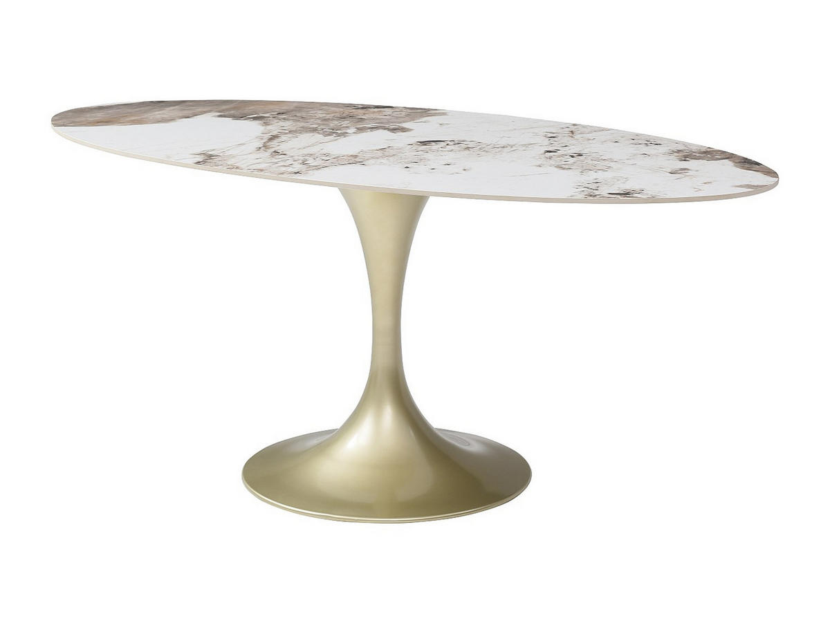 ESSTISCH - 8 Personen - Keramik - Weiß, Goldfarben - ELVA - Goldfarben, Keramik (90/180/78cm) - Vente-Unique