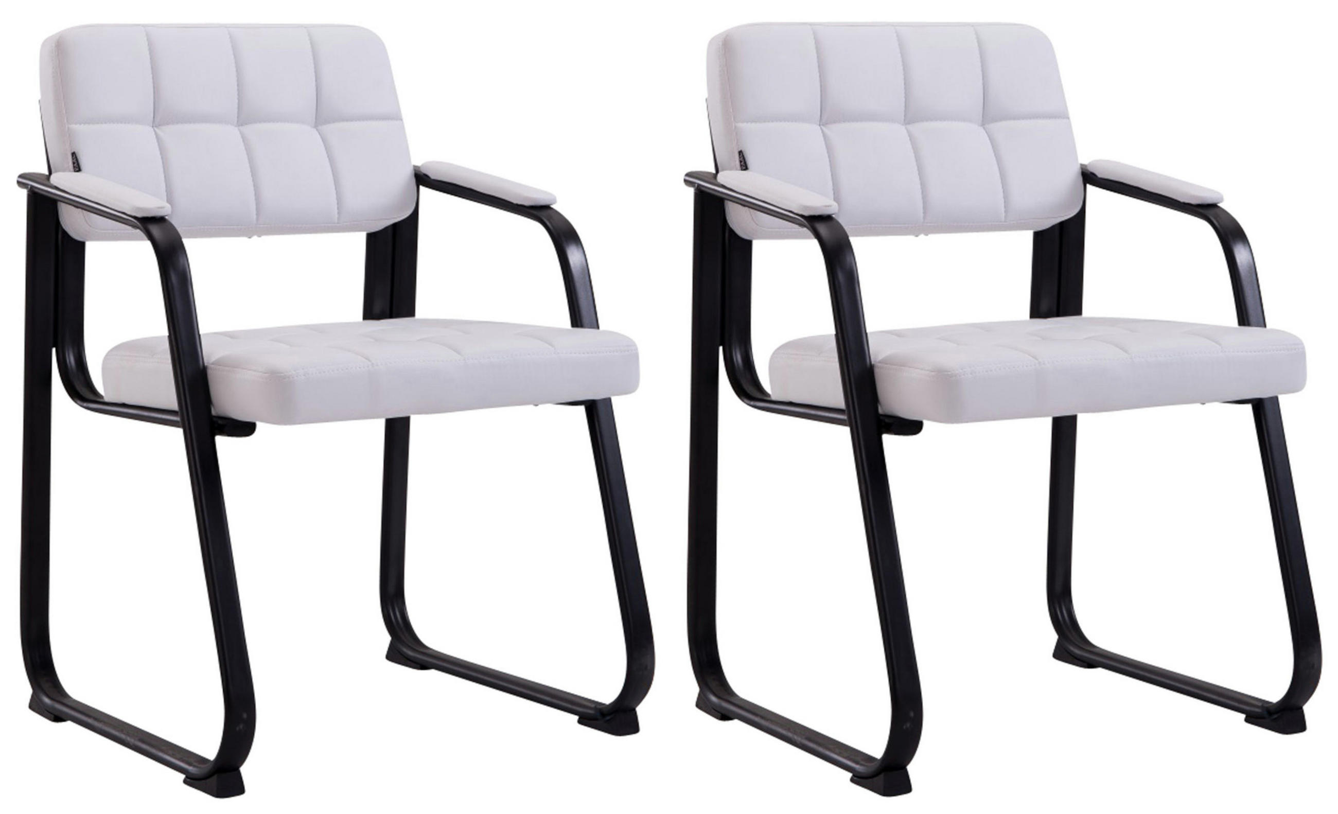 ARMLEHNENSTUHL 2er Set Lederlook Weiß - Weiß, Textil/Metall (59/84/58cm) - CLP