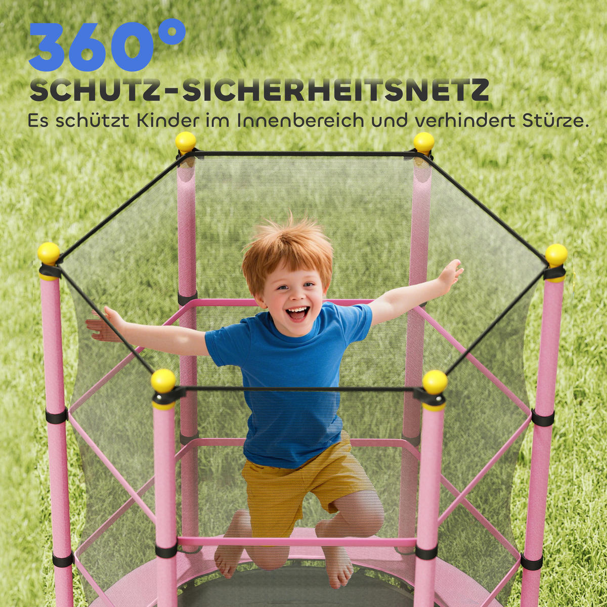 KINDERTRAMPOLIN - Rosa, Kunststoff/Metall (140/140cm) - HOMCOM