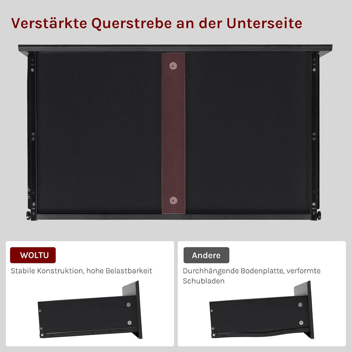 KOMMODE 5 Schubladen 100B x 40T x 80H cm Schwarz - Schwarz, Holzwerkstoff (100/80/40cm) - Woltu