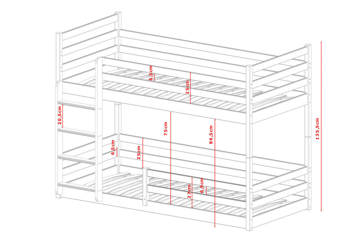 ETAGENBETT WEIß - Weiß, Holz (90/200cm) - FURNLUX