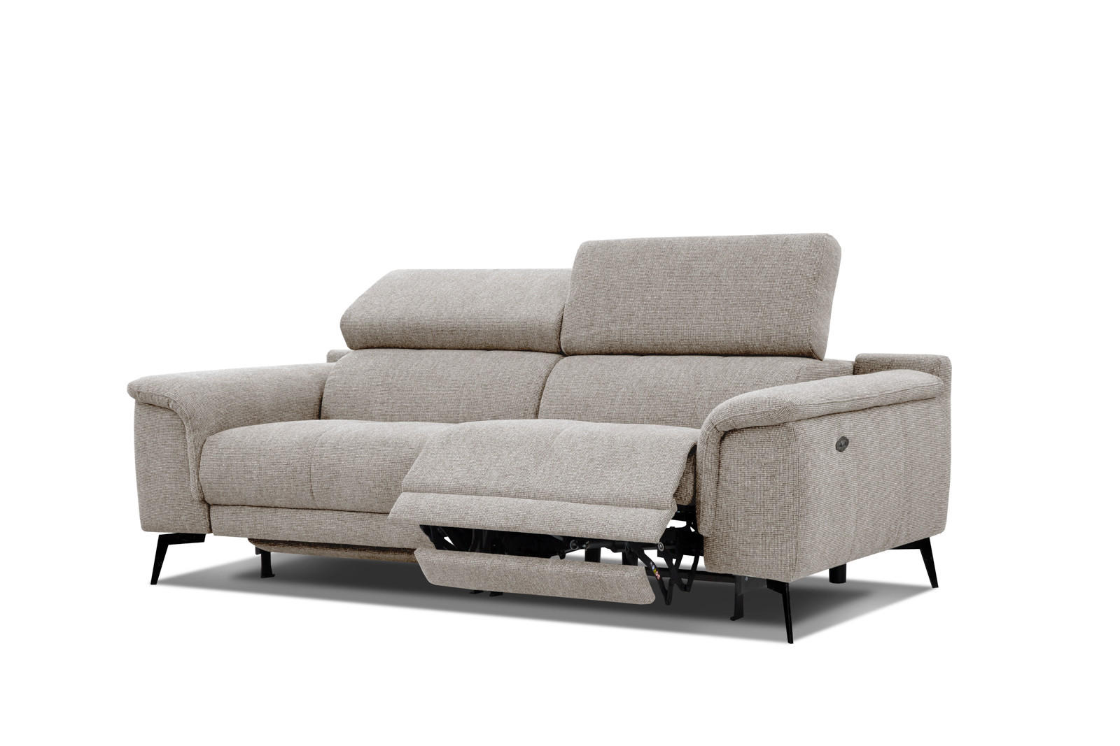RELAXSOFA FIERO 3-Sitzer mit 2 Relaxfunktionen, taupe - Taupe/Schwarz, Holzwerkstoff/Textil (212/82/103cm)