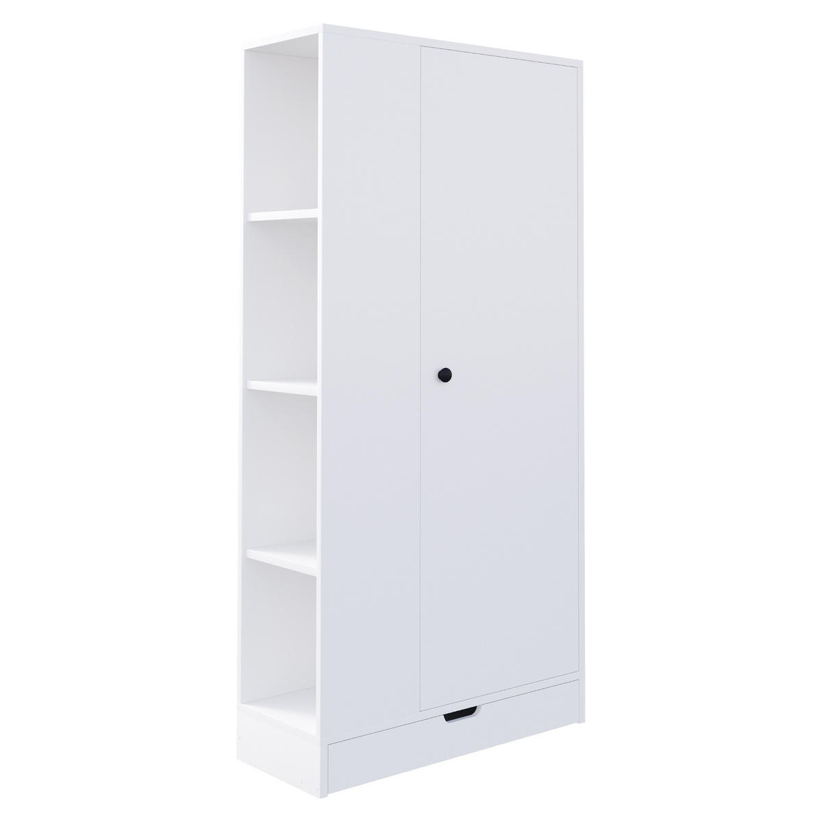 KLEIDERSCHRANK 70x40x170cm 1 Tür Einlegeböden Weiß - Weiß, Holz (70/170/40cm) - FLIEKS