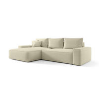ECKSOFA MONA mit Schlaffunktion QUELLE 02 Links - Ecru, Textil (280/185cm) - Bedante