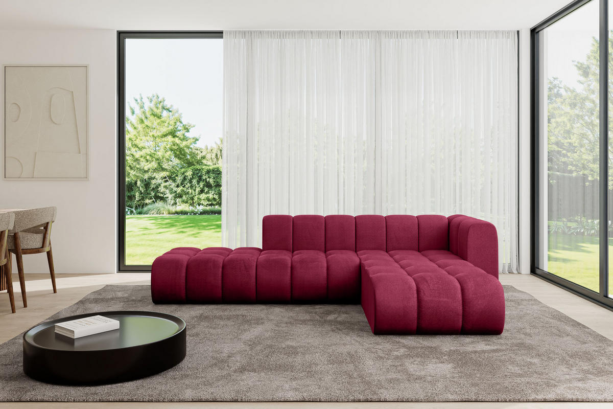 ECKSOFA modulares Sofa Zuvon-L1 - 296x177x70 cm Bordeauxrot - Bordeaux, Holzwerkstoff/Textil (296/177cm) - ALTDECOR