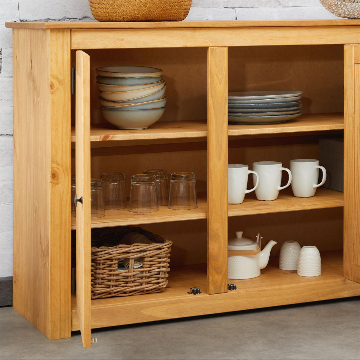 SIDEBOARD CANCUN - Kieferfarben, Holz (135/80/40cm) - CARO-Möbel