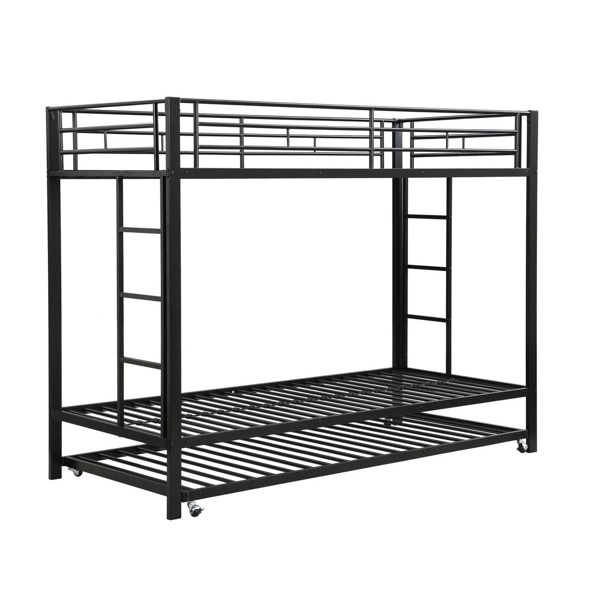 ETAGENBETT 90/200 cm schwarz aus Metall mit Ausziehbett - Schwarz, Metall (90/200cm) - OKWISH