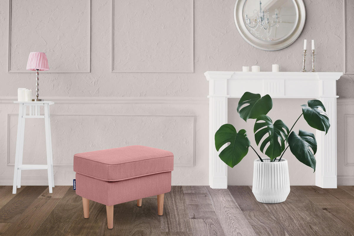 SITZHOCKER STRALIS zeitloses Design hohe Füße, rosa - Pink, Textil (41/43/56cm) - KONSIMO®