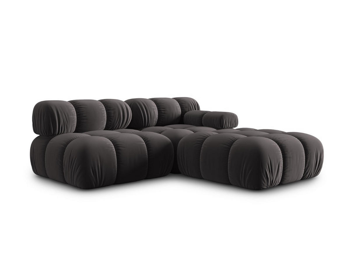 MODULARES-SOFA links Bellis aus Samt dunkelgrau 4 Sitzplätze - Dunkelgrau, Textil (94/63/282cm) - Micadoni