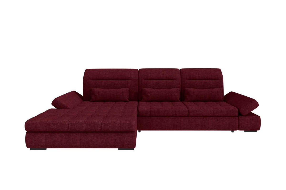 ECKSOFA Toscana Plus Velours inkl. Schlaffunktion - Bordeaux, Textil (179/300cm) - 99rooms