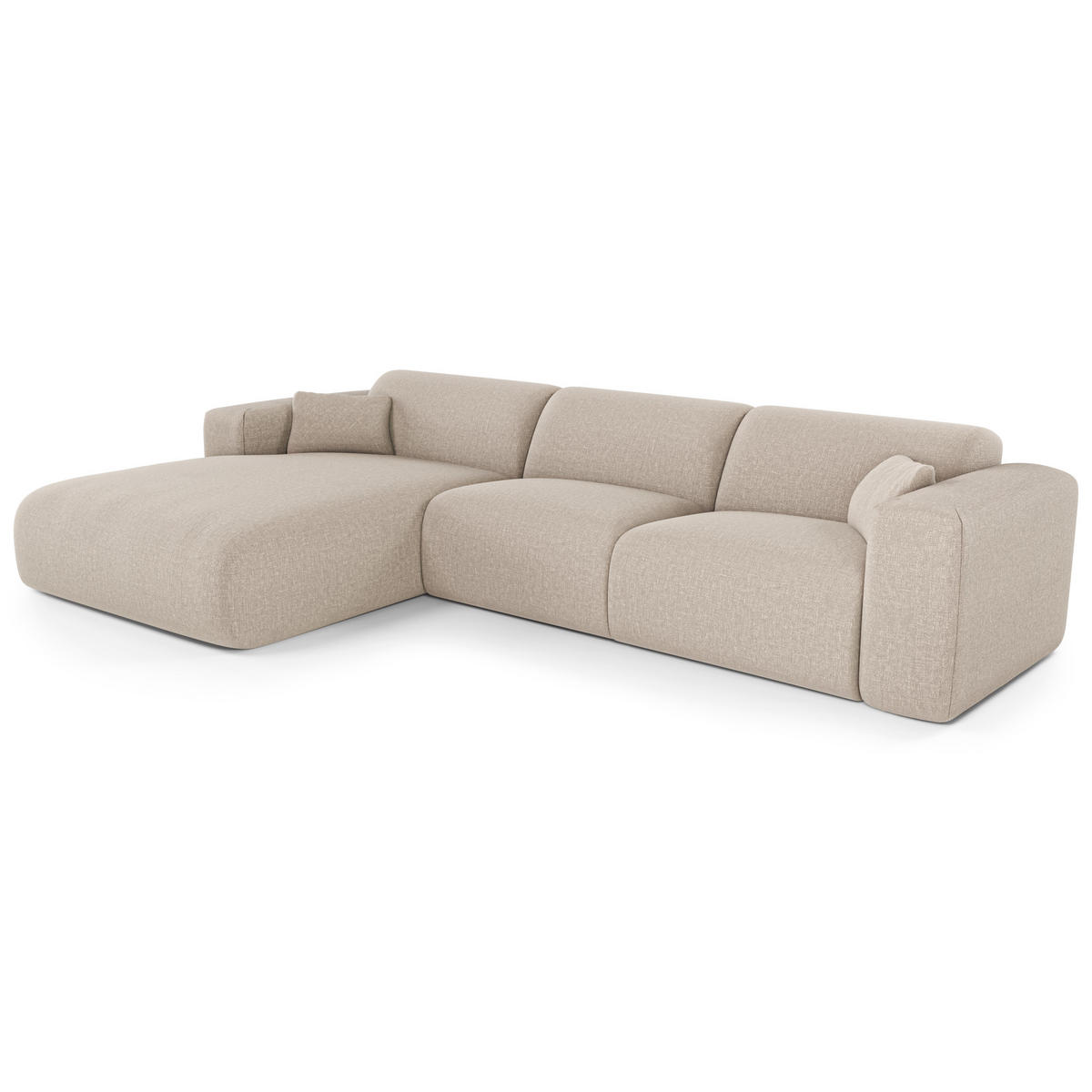 ECKSOFA LINKS SCHLAFSOFA Dunlopillo 5 Plätze Stoff beige - Beige, Textil (165/280cm) - Sia Home