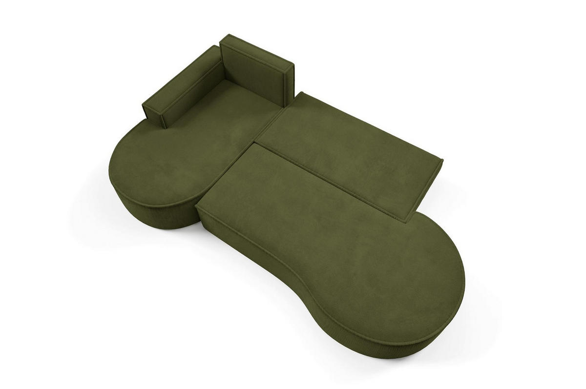 ECKSOFA Flow Grün, mit Schlaffunktion und Kissen in Curio Stoff, linke seite - Grün, Holzwerkstoff/Textil (277/157cm) - Bettso