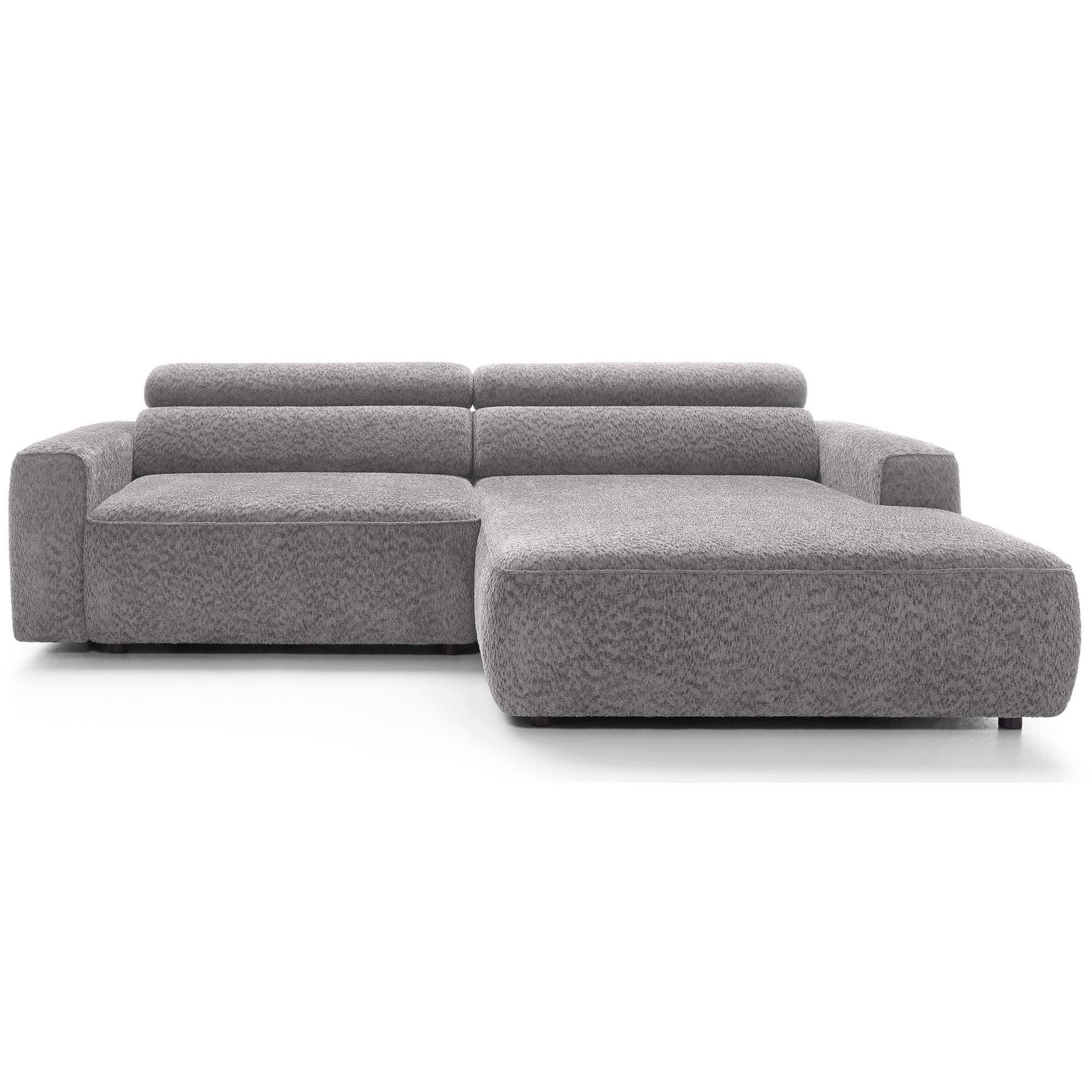 ECKSOFA Fando Hellgrau Chenille - Hellgrau/Schwarz, Kunststoff/Textil (182/252cm) - Selsey